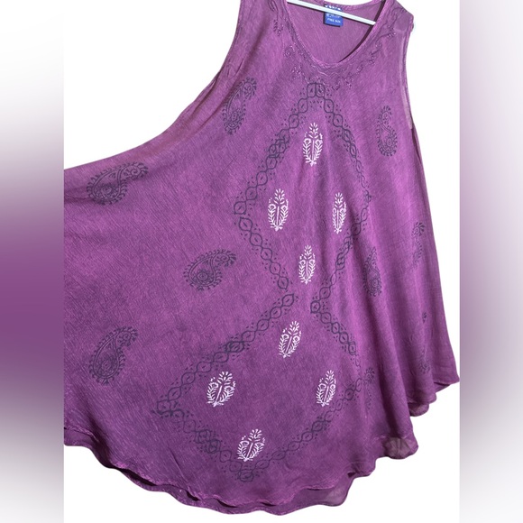 BLUE HUE Purple Embroidered Sleeveless Dress,Free Size,Made in India,100% Rayon - Picture 5 of 7